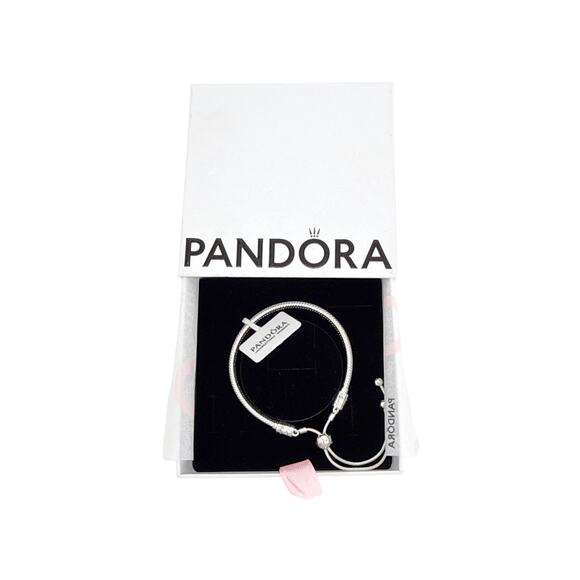 PANDORA Moments Snake Chain Slider Bracelet in Silver - Picture 4 of 10
